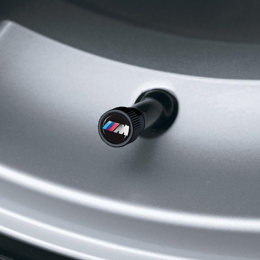 OEM BMW M Logo Valve Stem Caps Black (36122456427)