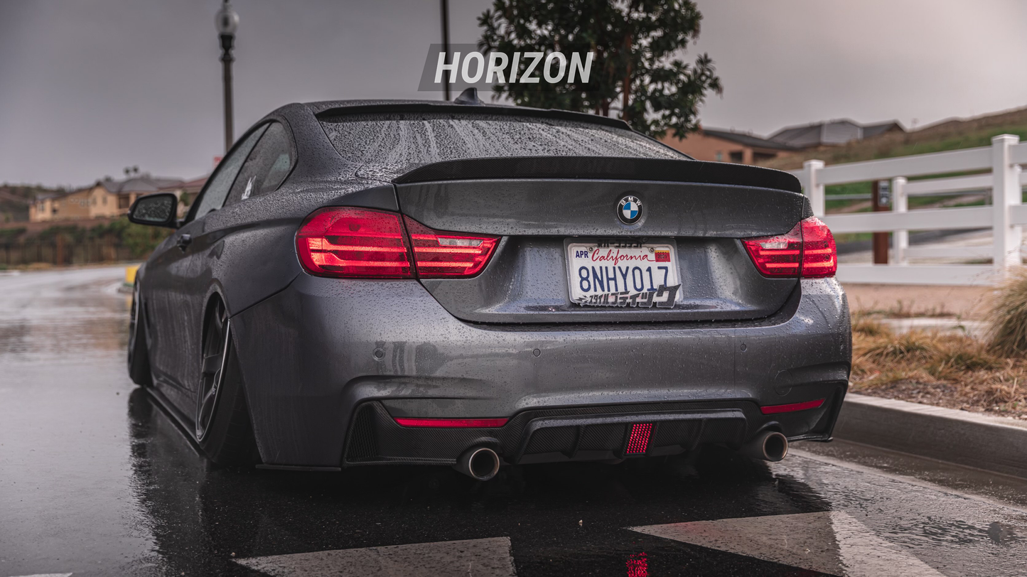 K Style Carbon Fiber Rear Diffuser w/ Functional Third Brake Light - F32 4-SERIES